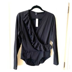 J.Crew Ruffle-front wrap bodysuit
